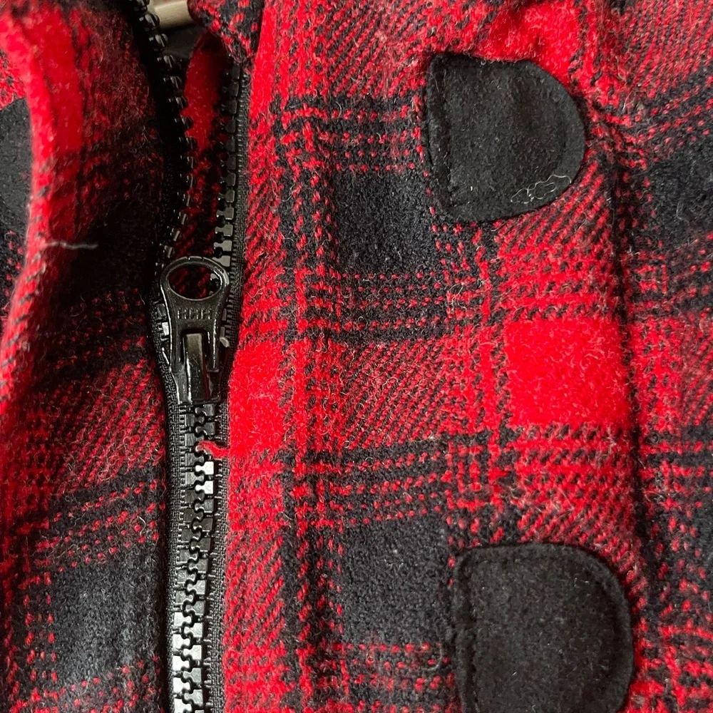 Cat & Jack 3T Red and Black Plaid Kids Hooded Coat